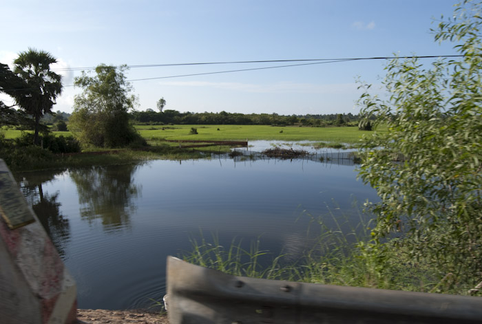 fields and water from bridge